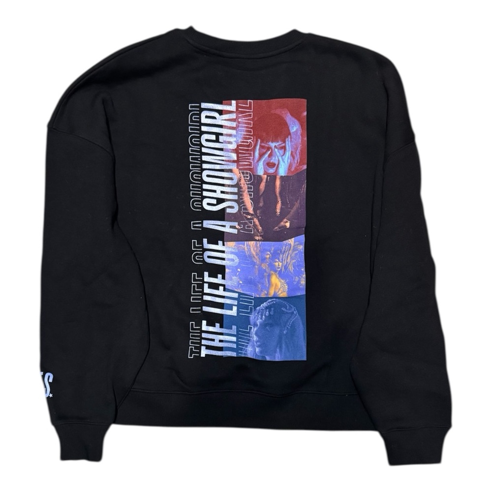 Taylor Swift THE LIFE OF A SHOWGIRL FILM STRIP BLACK CREWNECK SWEATSHIRT NWOT